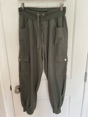 Olive Green Utility Cargo Joggers with Drawstring Waist